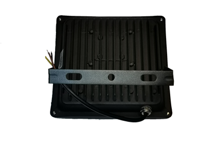 20W Denko daylight LED floodlight 220V black metal back view with mounting bracket and wires