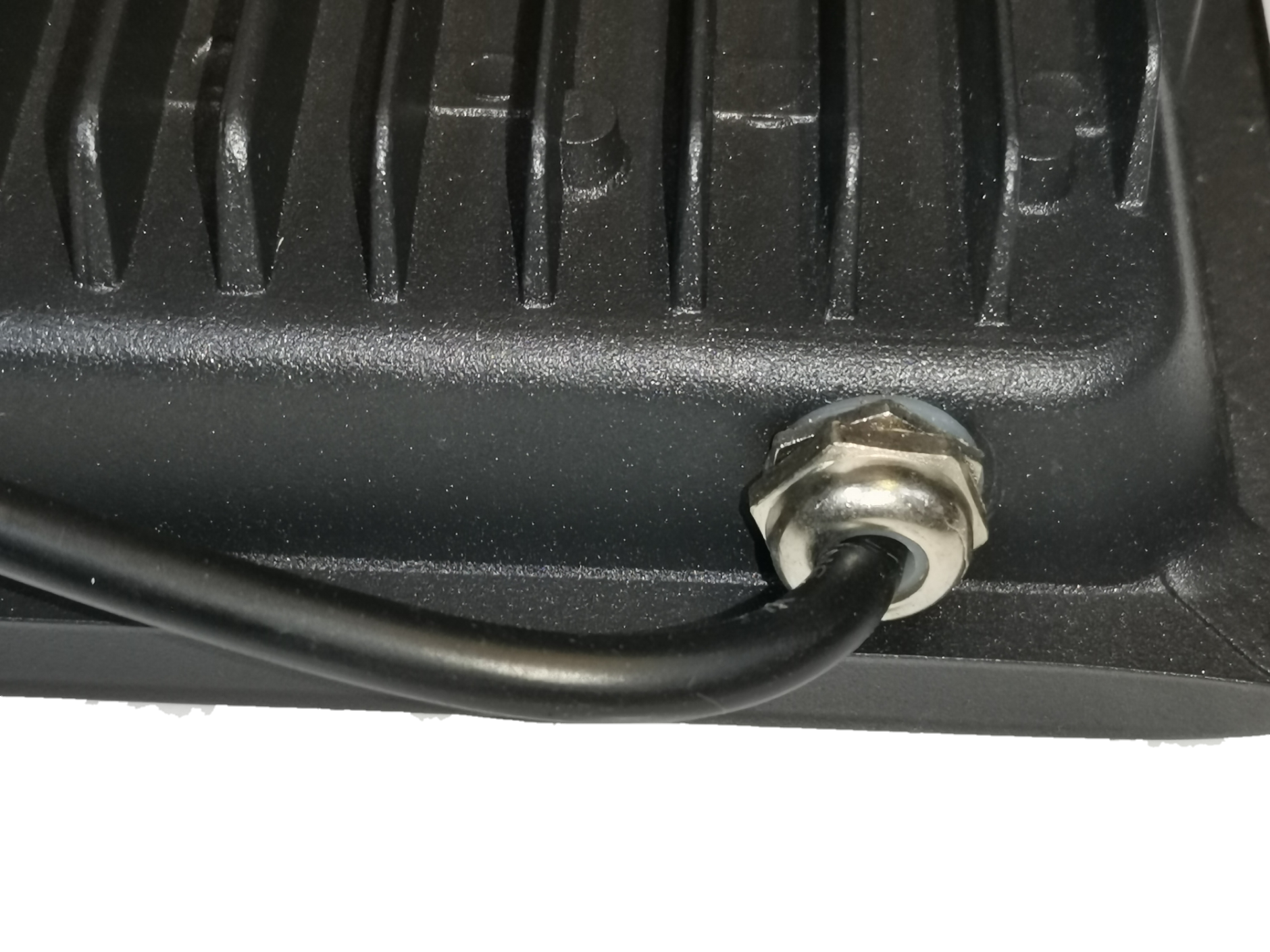 Close-up of the cable connection on the 20W Denko daylight LED floodlight 220V black outdoor light fixture