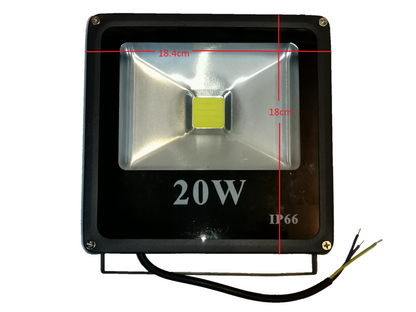 20W Denko daylight LED floodlight 220V black casing with wired connection and reflective surface