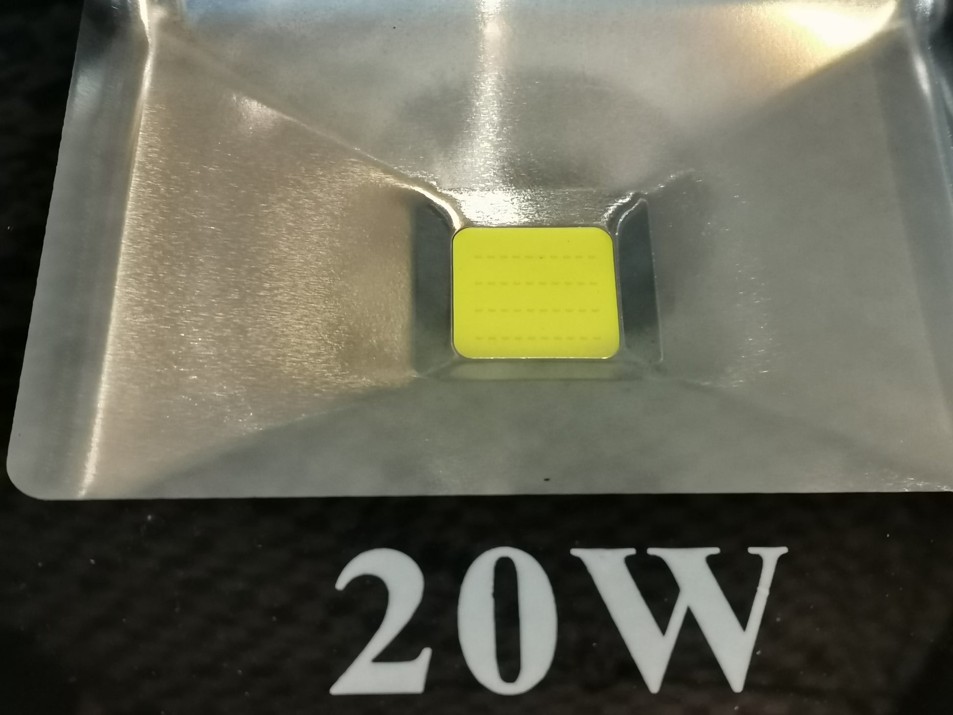 20W Denko daylight LED floodlight 220V close-up showing the LED chip and reflector housing