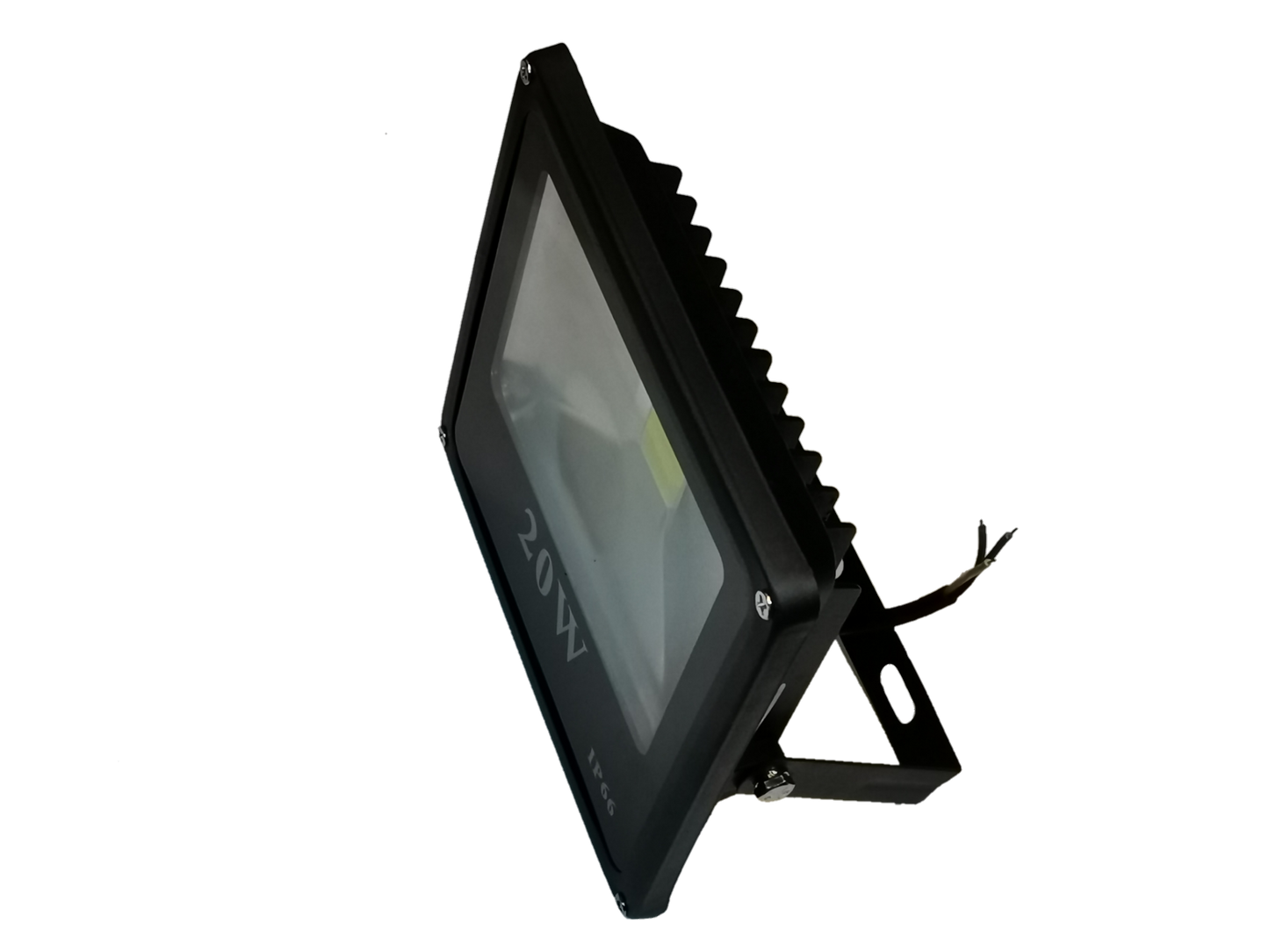 20W Denko daylight LED floodlight 220V in black with mounting bracket for outdoor use