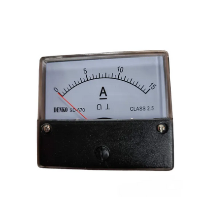 Denko DC Ampere Panel Meter 60mm x 70mm with analog display and black casing