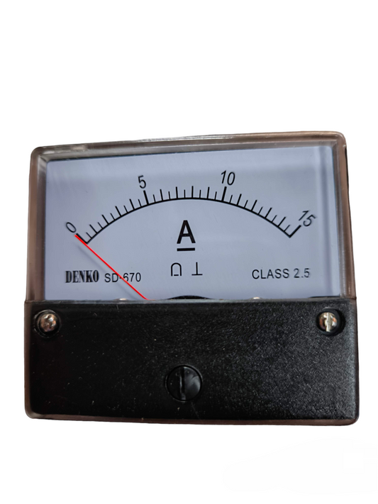 Denko DC Ampere Panel Meter 60mm x 70mm with analog display and black casing for electrical measurement