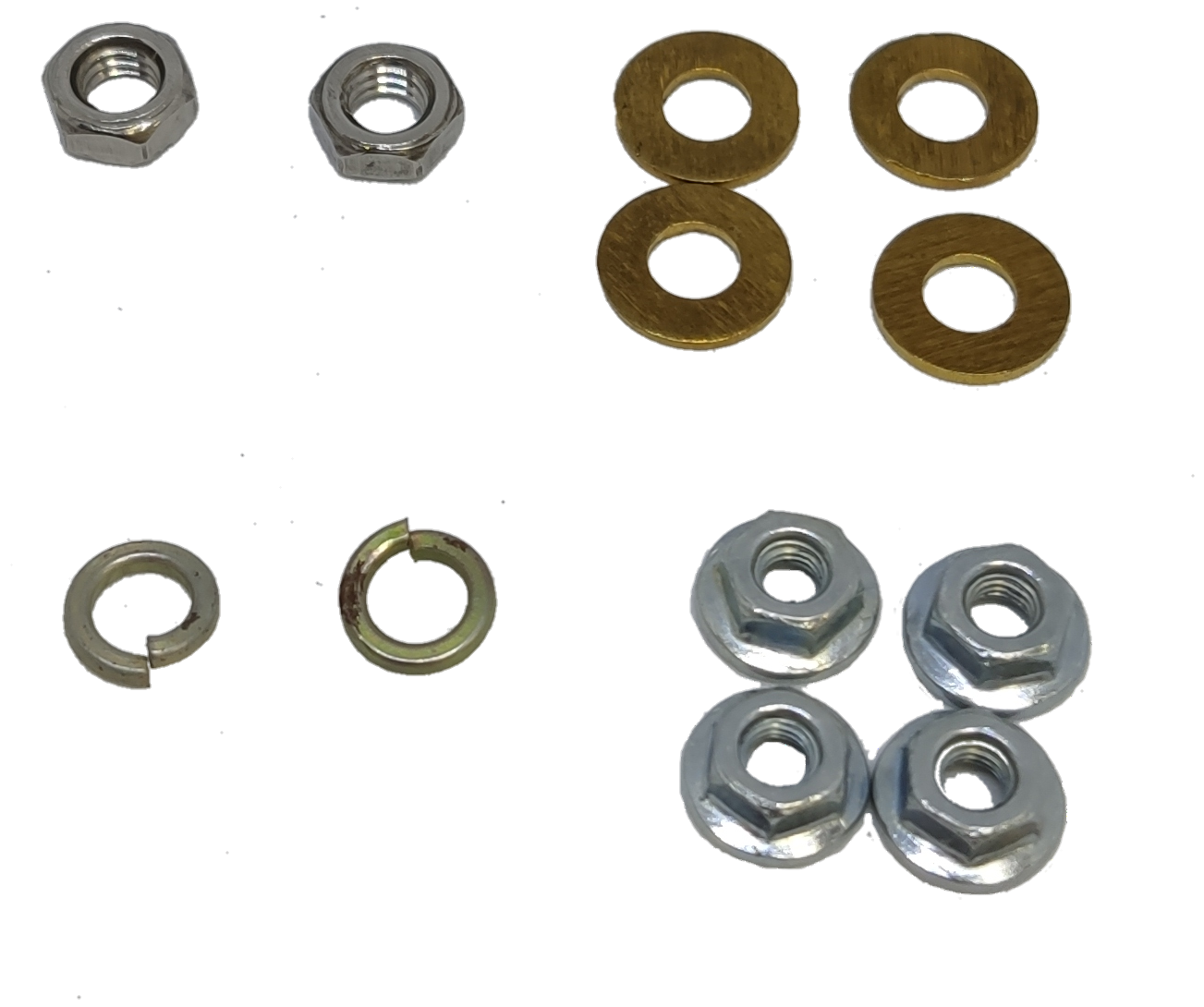 Assorted electrical hardware including nuts and washers for Denko DC volt panel meter installation