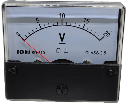 Denko DC volt panel meter with clear display for accurate voltage readings in electrical testing