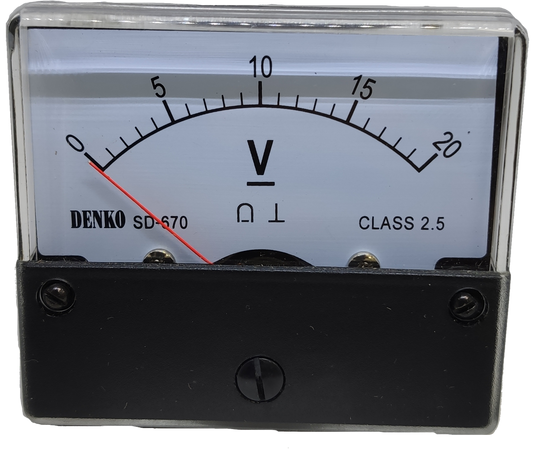 Denko DC volt panel meter with clear display for accurate voltage readings in electrical testing