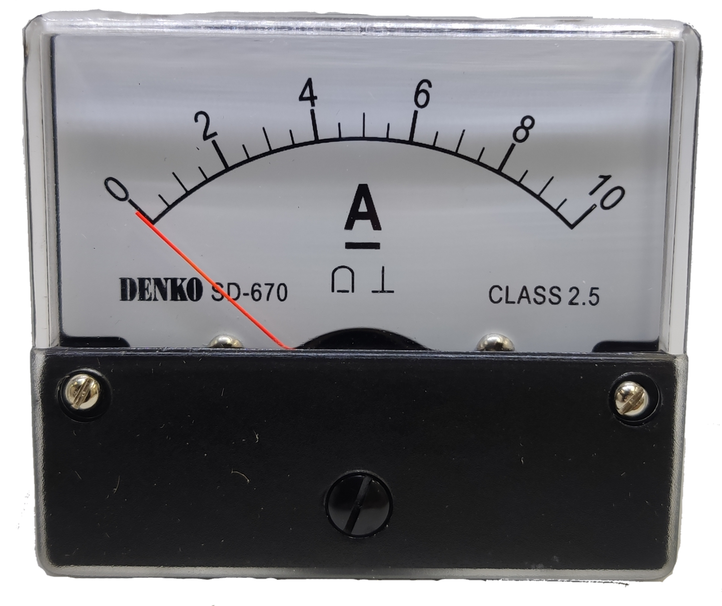 Denko Panel Meter 10A DC 60 x 70mm with analog display and black casing for electrical testing