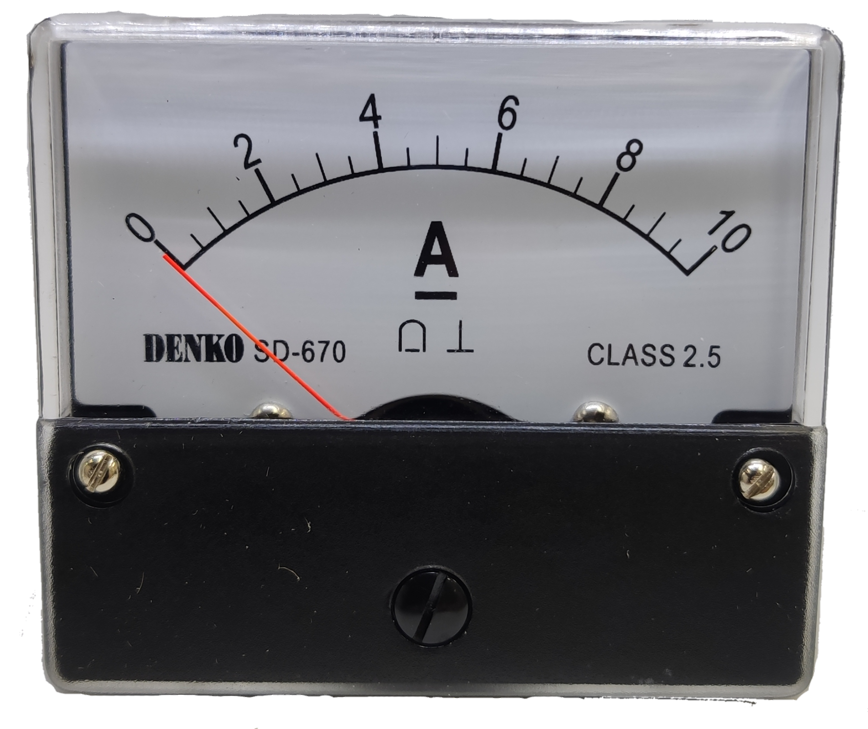 Denko Panel Meter 10A DC 60 x 70mm with analog display and black casing for electrical testing