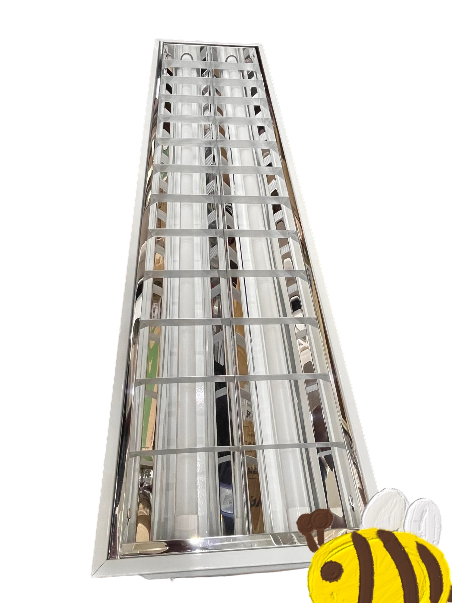 Denko T8 2x18W LED fluorescent tube housed in a sleek silver fixture