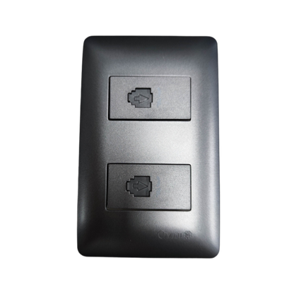 Omni designer 2 gang telephone outlet in sleek black finish for stylish connectivity