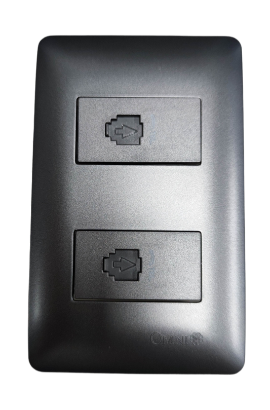 Omni designer 2 gang telephone outlet in sleek black finish for stylish connectivity