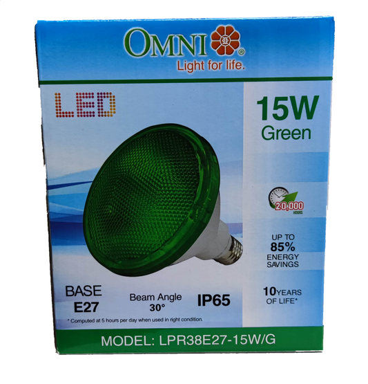 Omni 15W PAR 38 E27 220V Green LPR38E27-15W/G, LED PAR 38 15W E27 220V Green