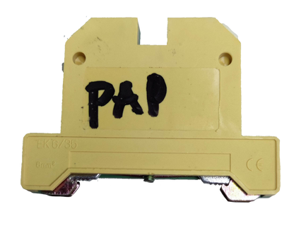 Grippes DIN rail terminal block yellow green for secure electrical connections