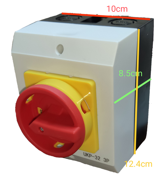 Grippes Disconnect Switch 3 Pole 32A with user-friendly red dial for easy operation and installation