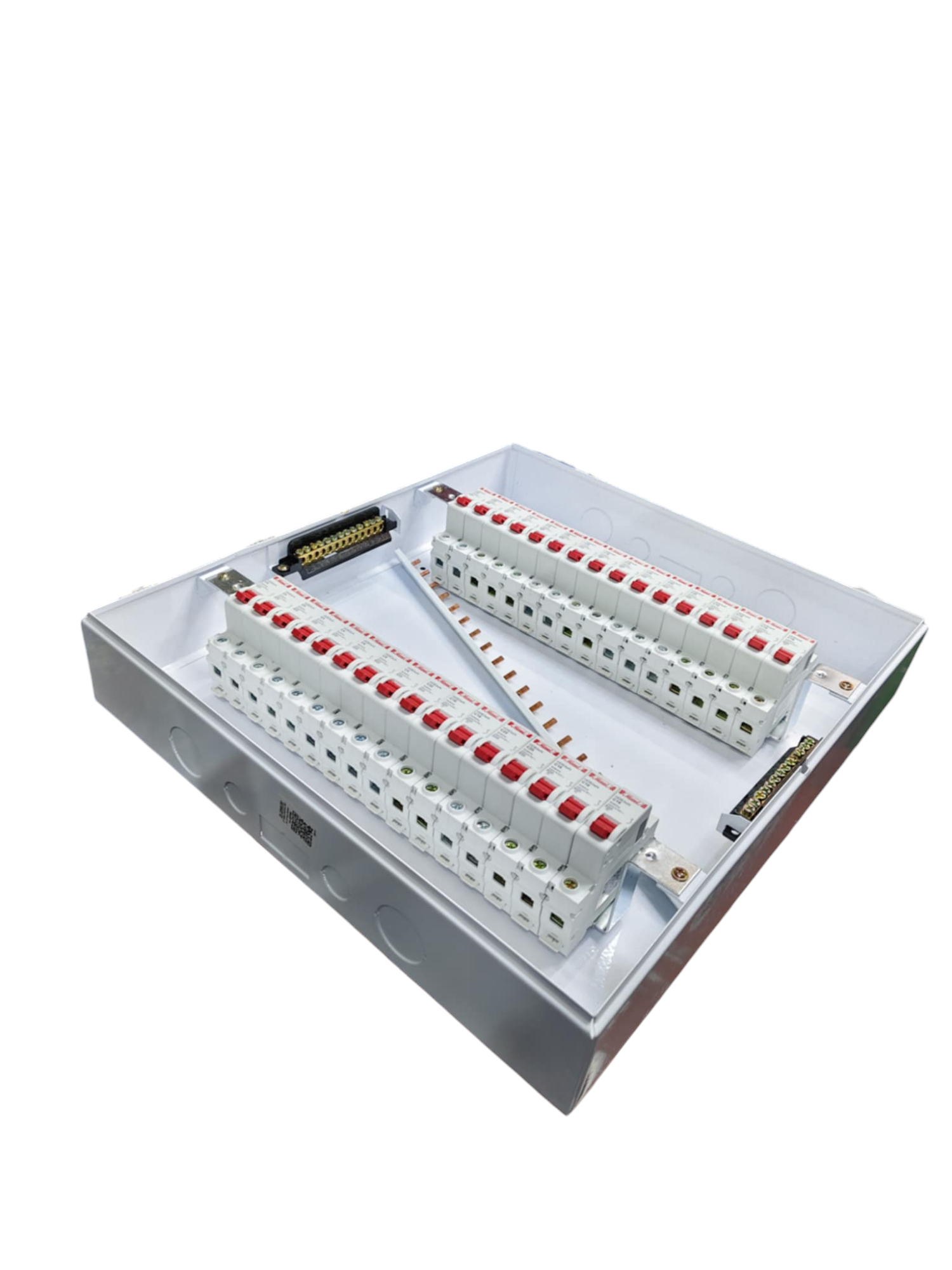 1Pole Miniature 32 Ways Distribution Box by Himel and ZY with multiple circuit breakers in white casing