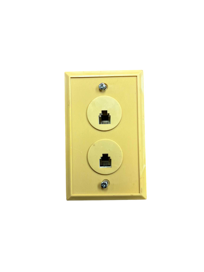 Dual Lan Outlet Rj45 with Plate Cover in yellow for easy network access and installation
