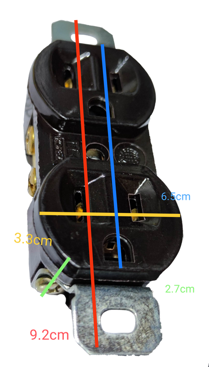 Kopez duplex flat pin outlet with ground in black for electrical power points and switches