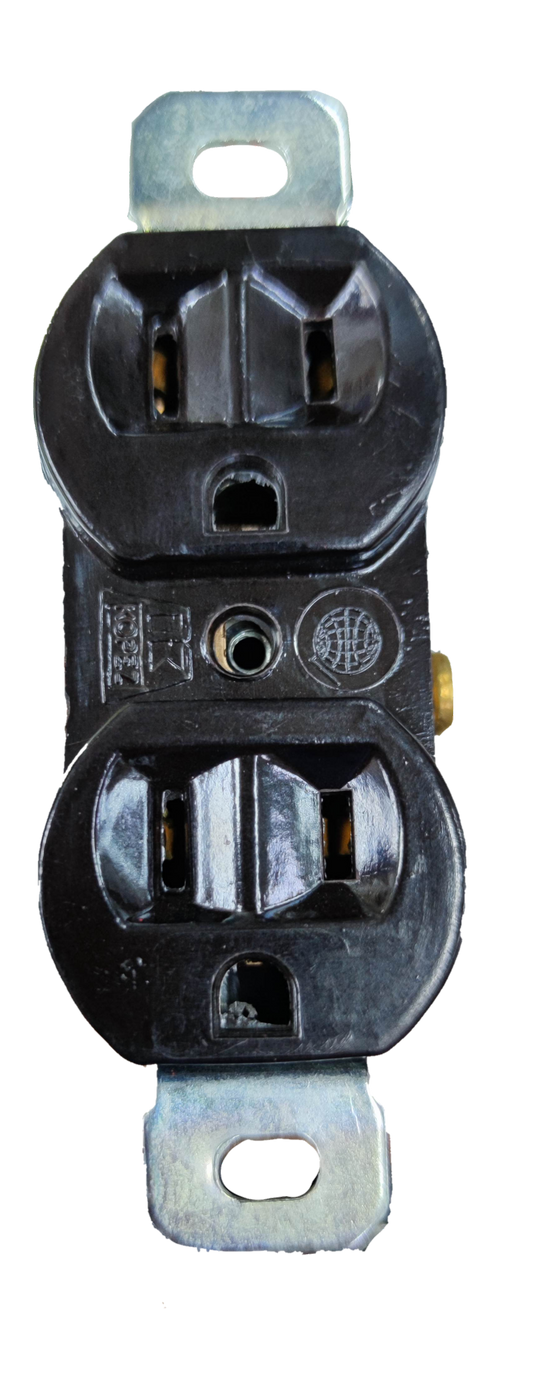 Kopez duplex flat pin outlet with ground in black for secure electrical connections