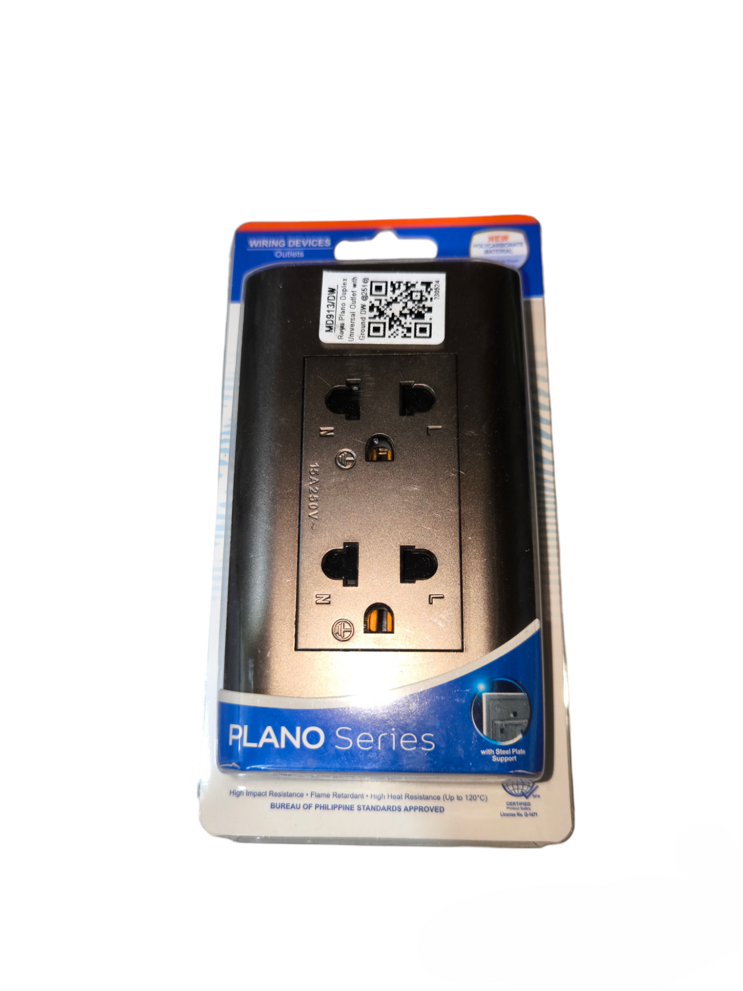 Royu 15A 250V duplex wall socket dark wood design for modern electrical installations