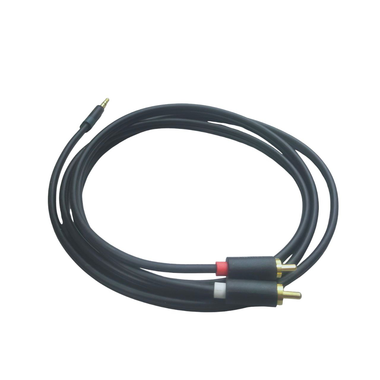 Durable RCA to aux cable with gold-plated connectors for high-quality audio transmission
