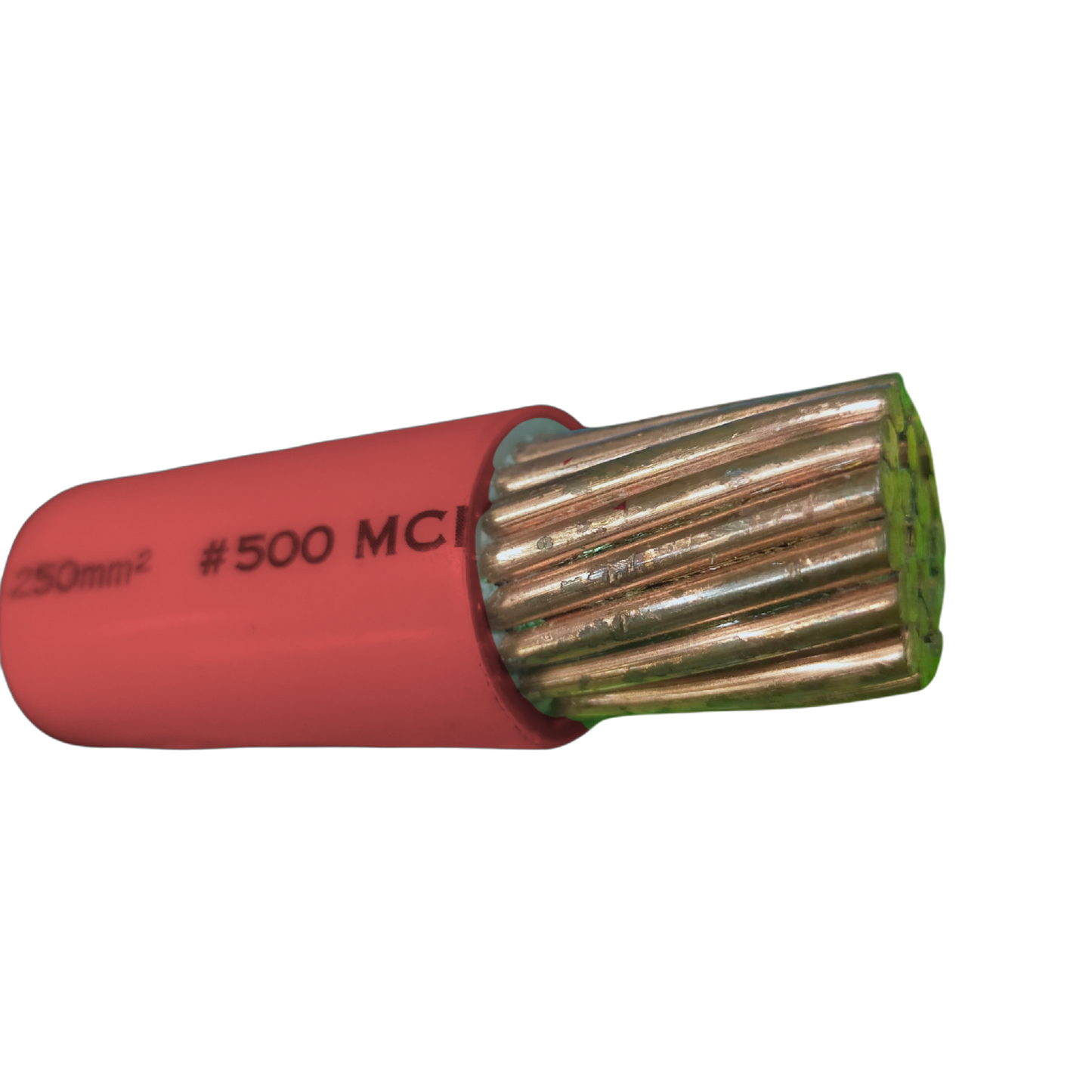 Duraflex THHN 500MCM wire red, featuring durable insulation and multiple strands for enhanced conductivity