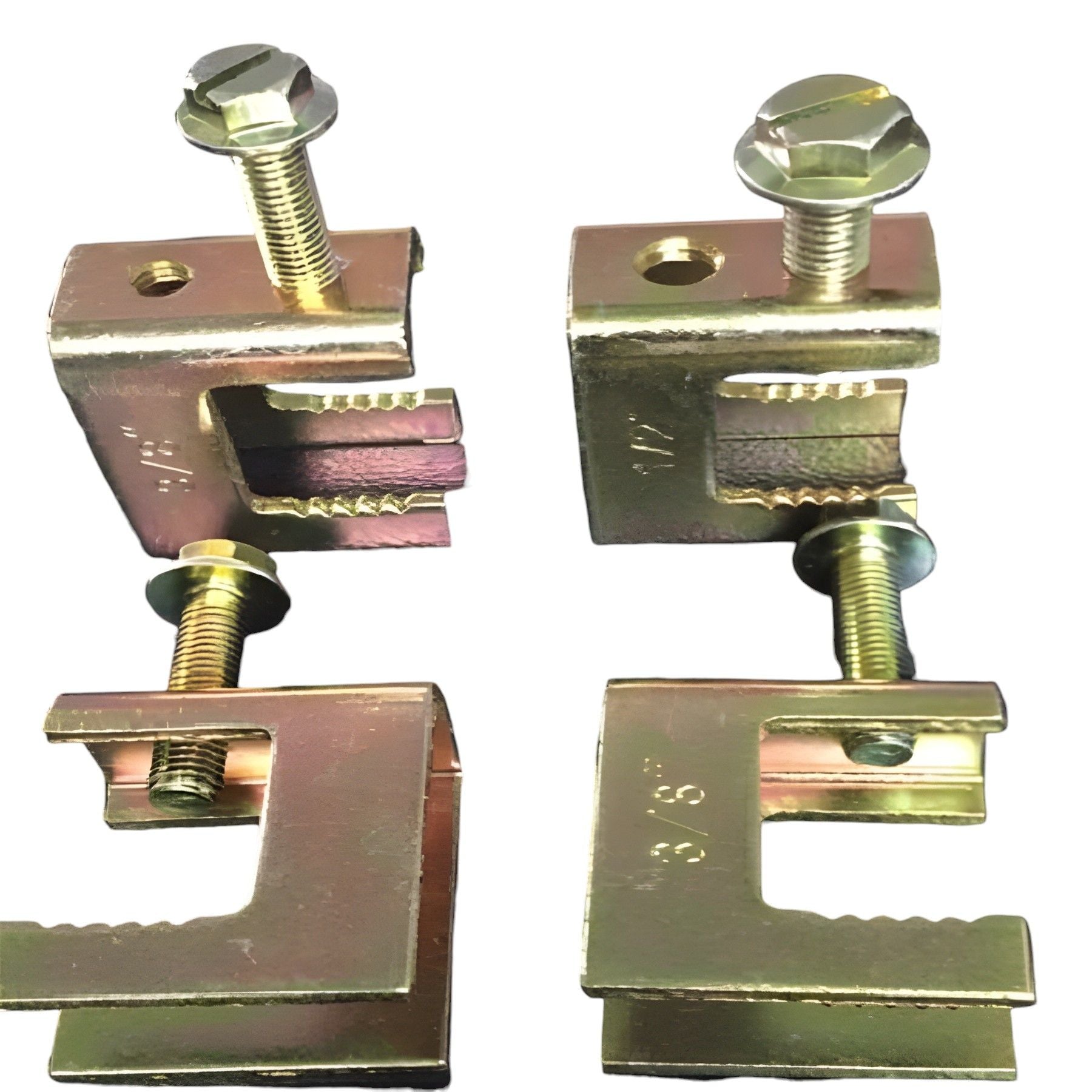 Steel Beam Clamp set of four zinc plated cable management clamps with screws for overhead support