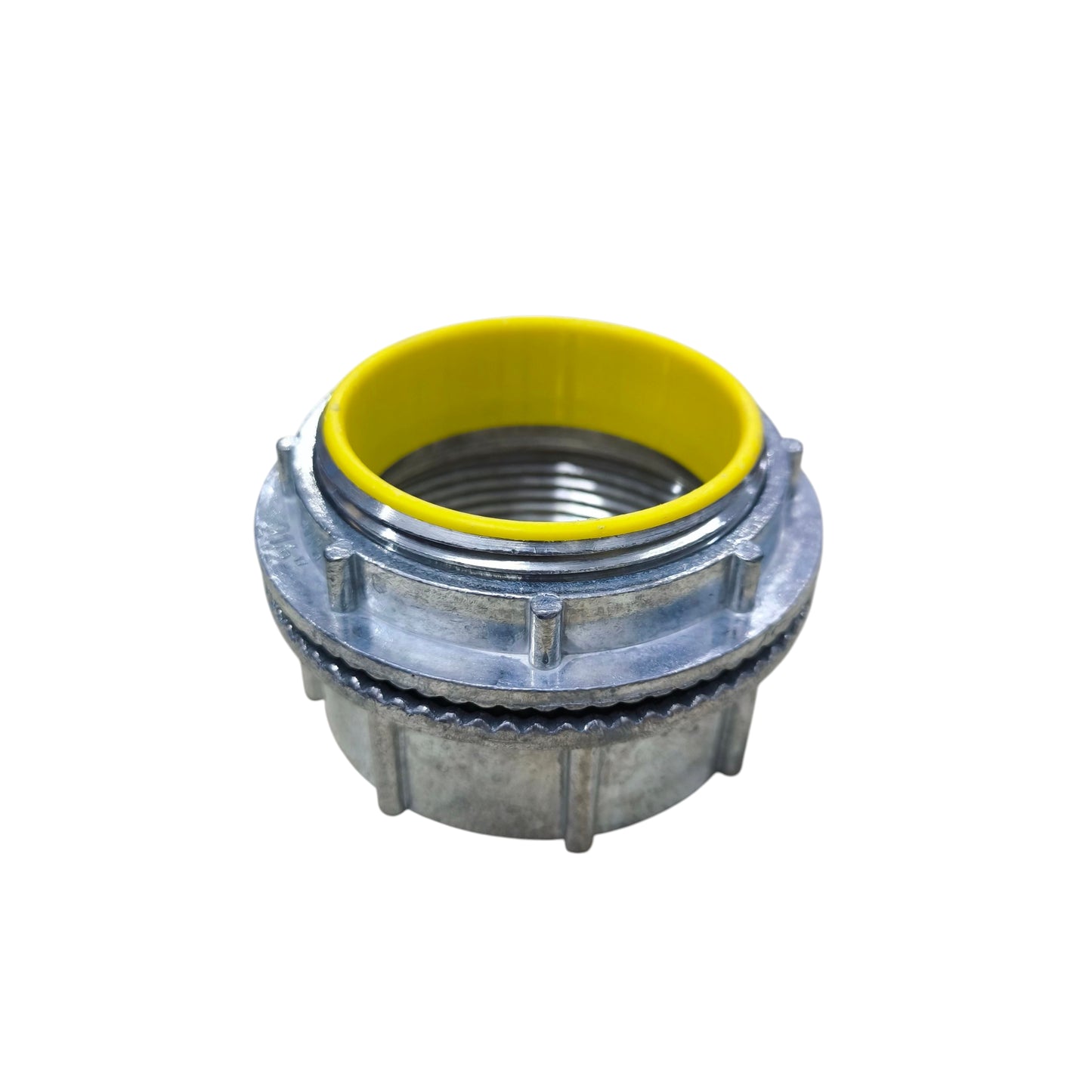 Water Tight Hub 72mm metal conduit connector with yellow sealing insert for pipes and hoses