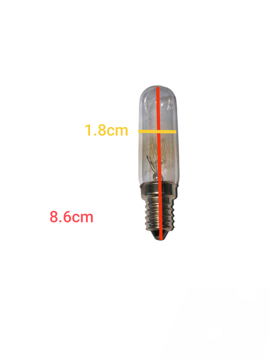 E14 220V warm white bulb 3000K with dimensions 1.8cm diameter and 8.6cm height