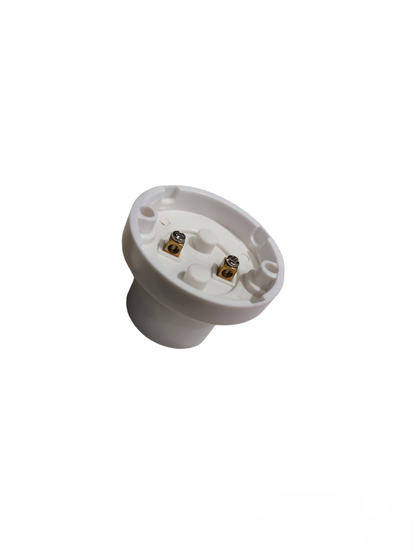 White E27 lamp socket for 2x2 PVC lighting installation accessory by Electx Electrical Supply
