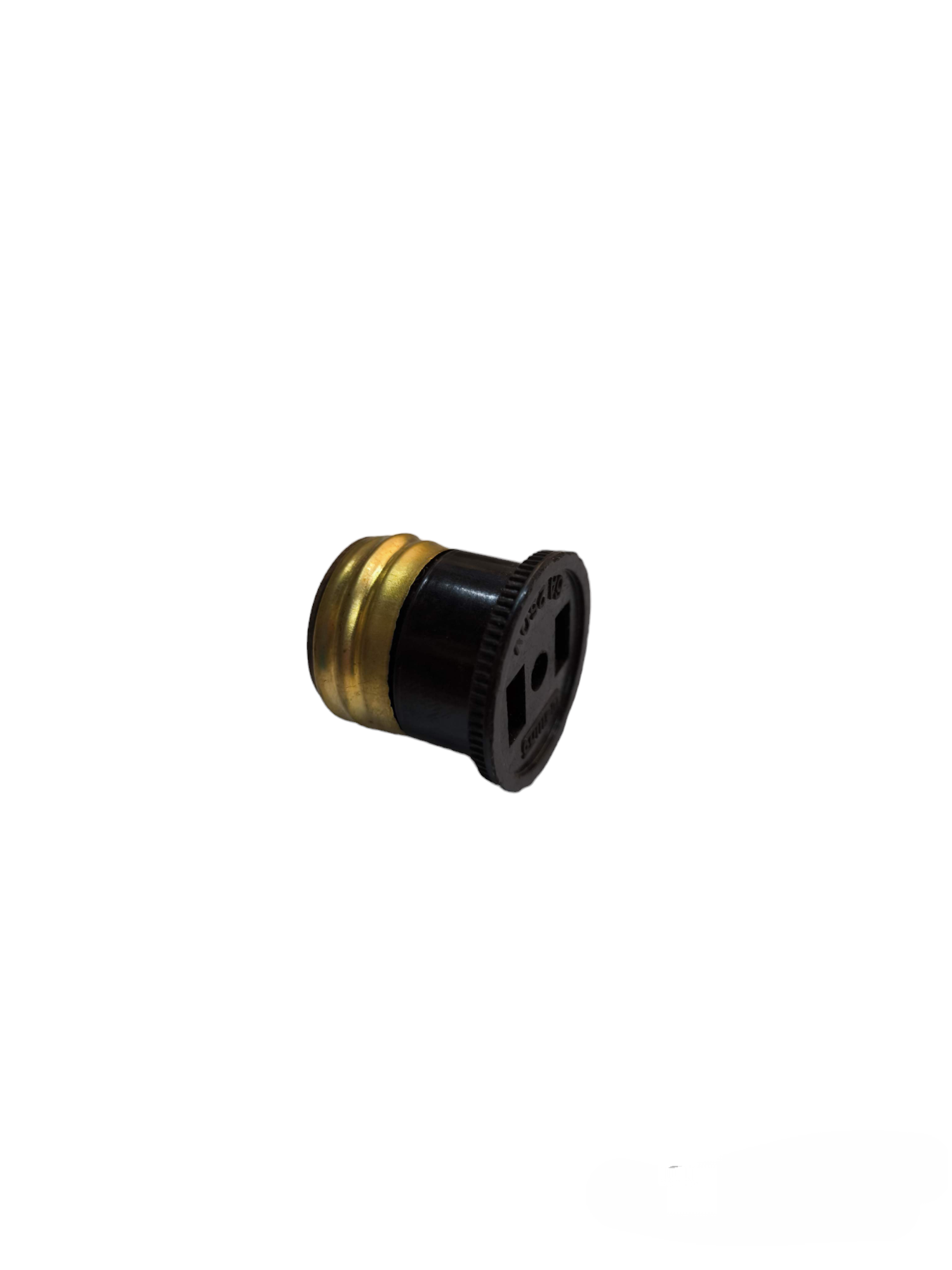 Welling E27 to flat pin adapter 250V with black and brass finish for electrical connections