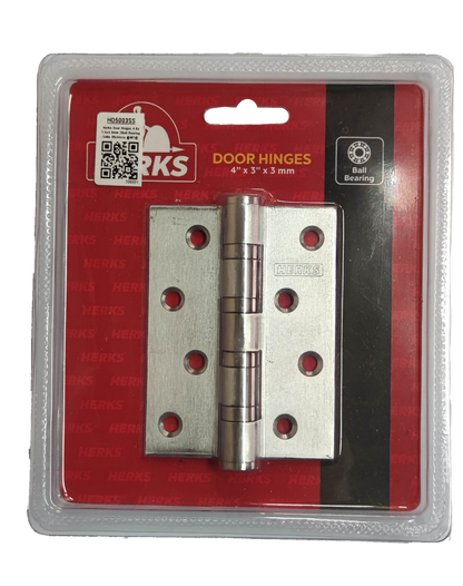 Door Hinges 4" x 3" x 3mm Ball Bearing Stainless Metal Satin Stainless Finish HD5003SS ( Herks)
