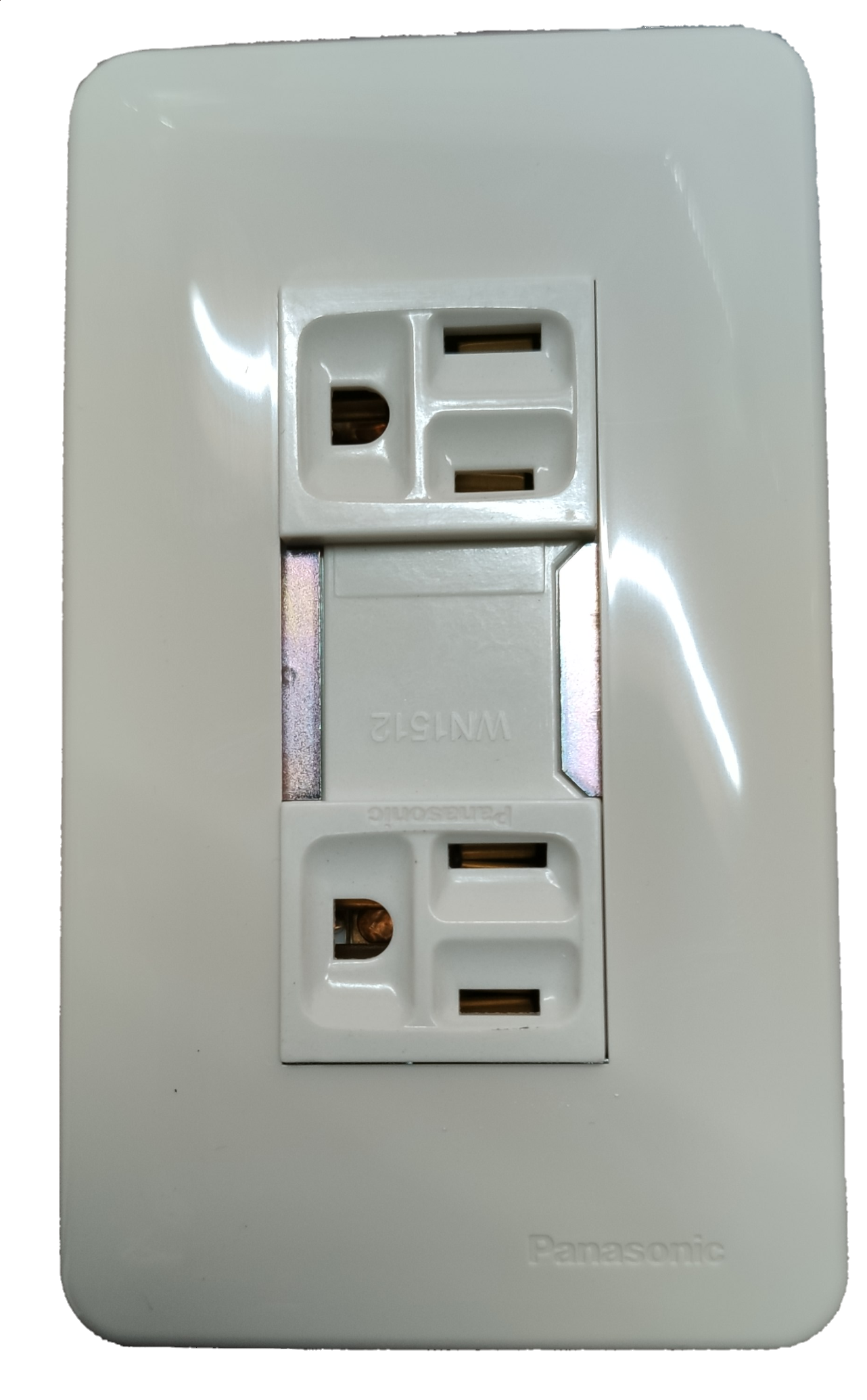 Panasonic Duplex Outlet Vertical with Ground with Plate, Duplex Flat Pin with Ground with Plate 10A 250V