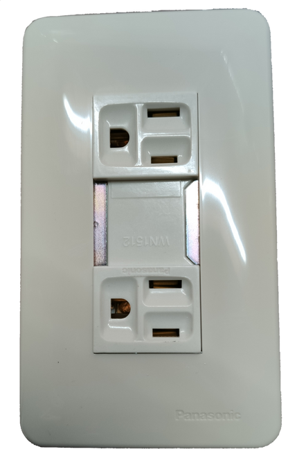 Panasonic Duplex Outlet Vertical with Ground with Plate, Duplex Flat Pin with Ground with Plate 10A 250V