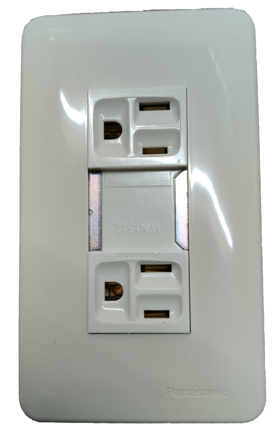Panasonic Duplex Outlet Vertical with Ground with Plate, Duplex Flat Pin with Ground with Plate 10A 250V