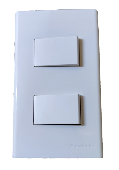 Panasonic 2 Gang 3 Way Switch Device with Plate, 2 Gang 3 Way Switch Wide Series with Plate 16A 250V WEG5002K-5 x 2Pcs / WEG6801W-1