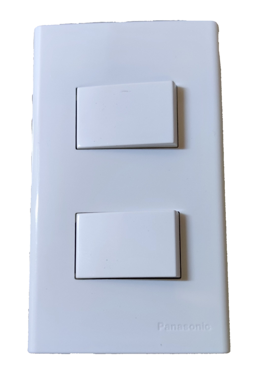 Panasonic 2 Gang 3 Way Switch Device with Plate, 2 Gang 3 Way Switch Wide Series with Plate 16A 250V WEG5002K-5 x 2Pcs / WEG6801W-1