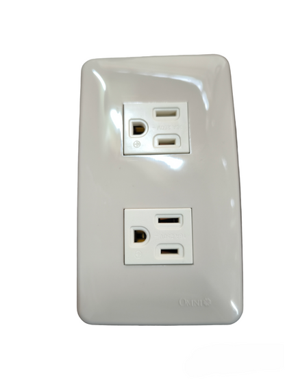 Omni 2 Gang Flat Pin Outlet with Ground 16A 250V Classic Series WEP-102+(WEG-203x2)