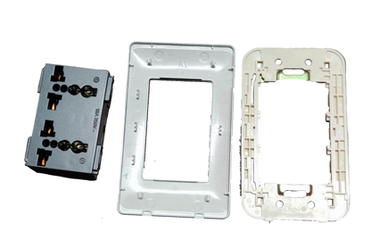 Omni Duplex Universal Outlet with Ground and Plate Designer Series Graphite 16A 250V DWU-402/DWP-113G