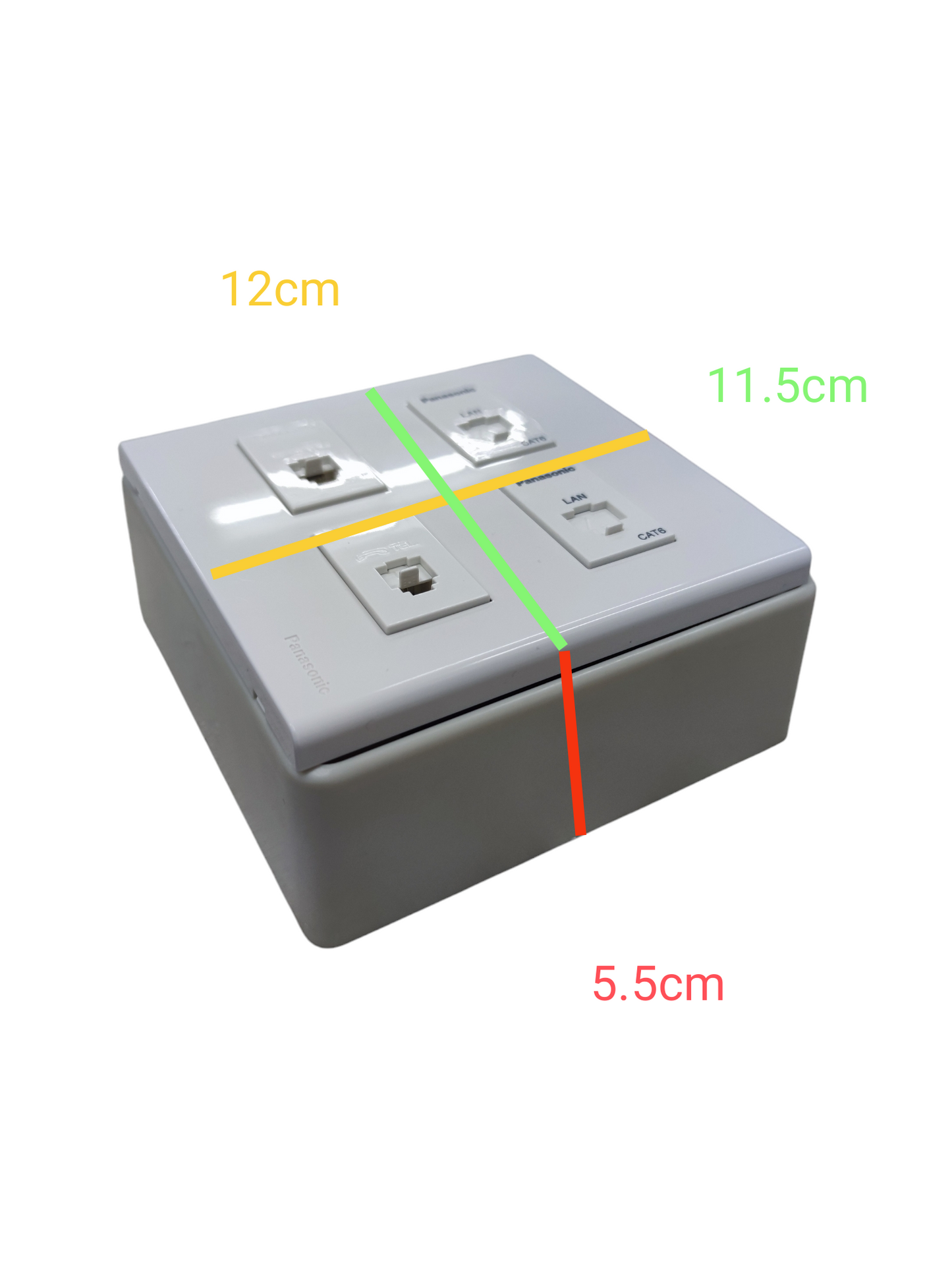 Panasonic 2 Gang CAT6 with 2 Gang Telephone Outlet Data with Voice and Utility Box WEG6804+(2XWEG24886)+(2XWEG2164)+Utility Box