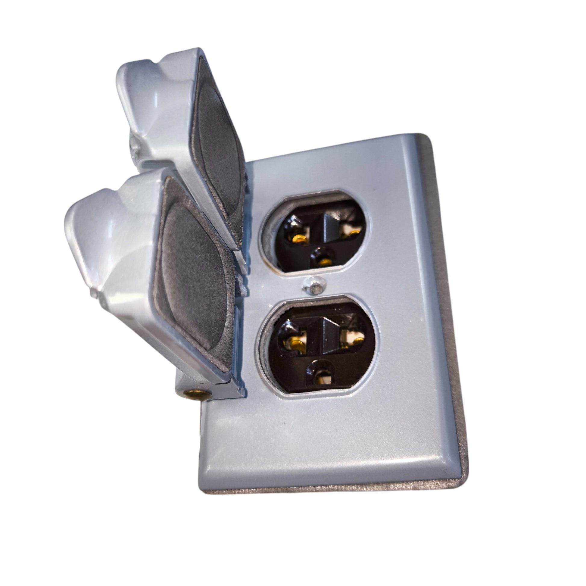 Eagle 15A 250V outdoor electrical socket dual weatherproof metal outlet with hinged protective covers