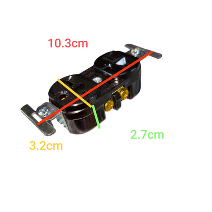 Eagle 2 gang tandem outlet 15A 250V with durable construction and standard measurements for effective power distribution