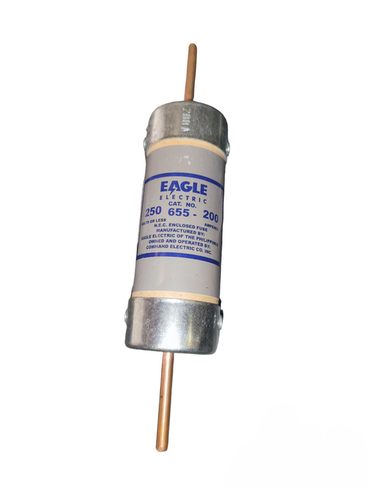 Eagle 200A Non-Renewable Fuse Electrical Circuitry part with metal end caps and ceramic body