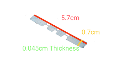 Eagle 25A 250V Fuse Link with measured dimensions including length 5.7 cm thickness 0.045 cm