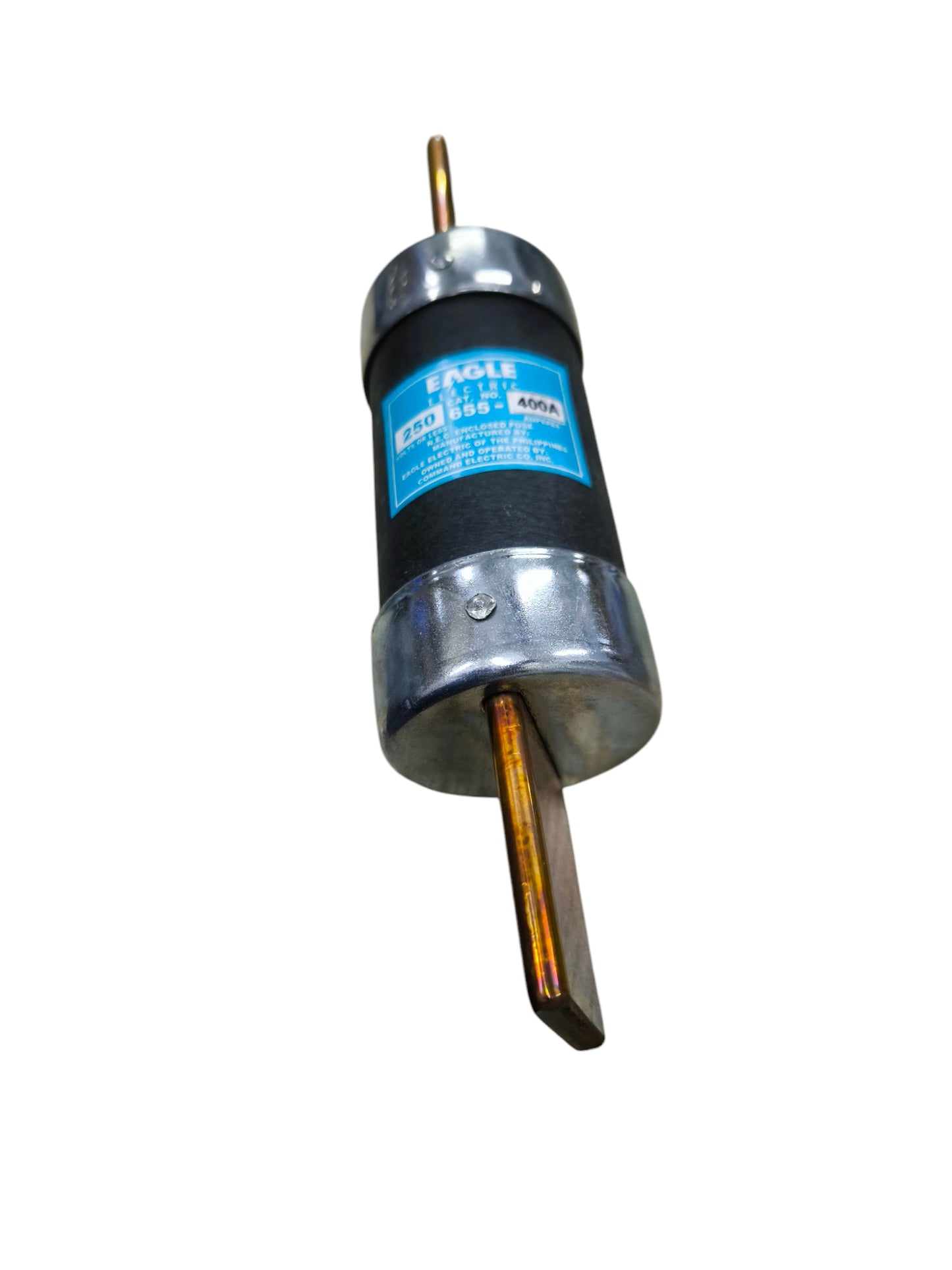 Eagle 655-400A Fuse 250V electrical component with metal terminals and black body