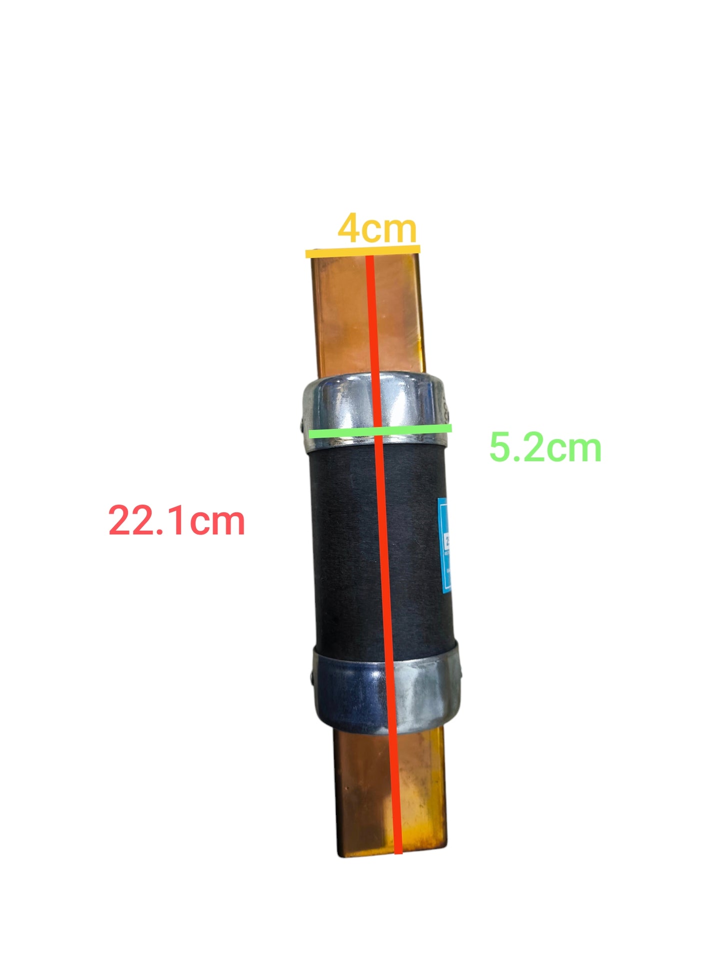 Eagle 655-400A Fuse 250V electrical circuit component with metal and copper parts and labeled dimensions