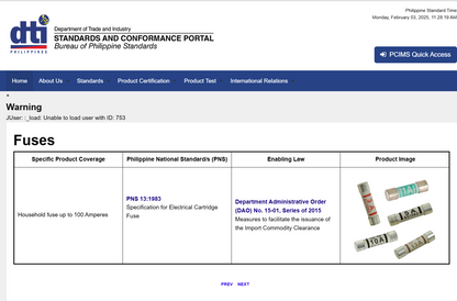 Eagle 655-400A Fuse 250V electrical component for household fuse applications up to 100 amperes