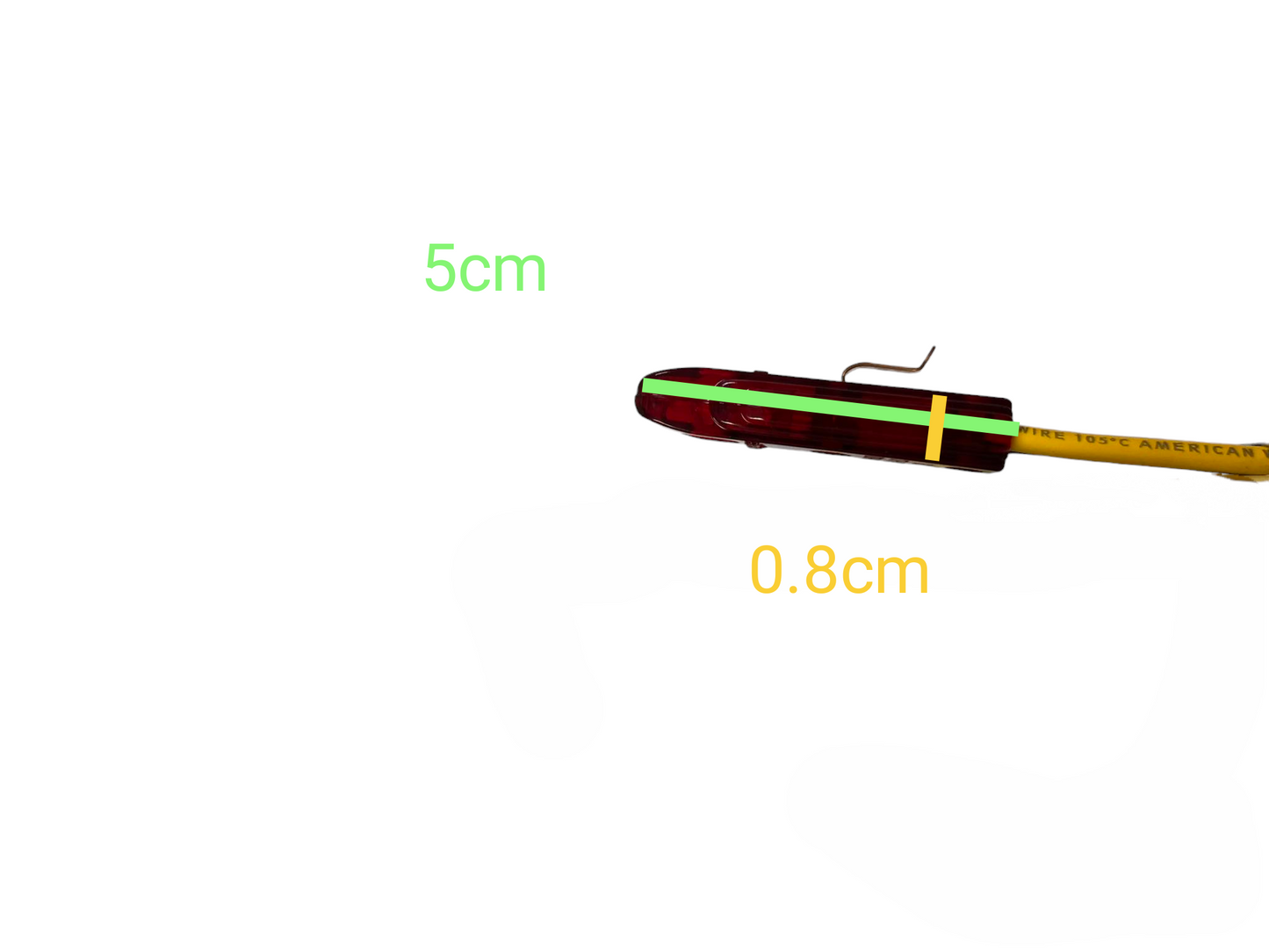 Close-up of Eagle Detecto-Lite test light probe with measurement markings on white background