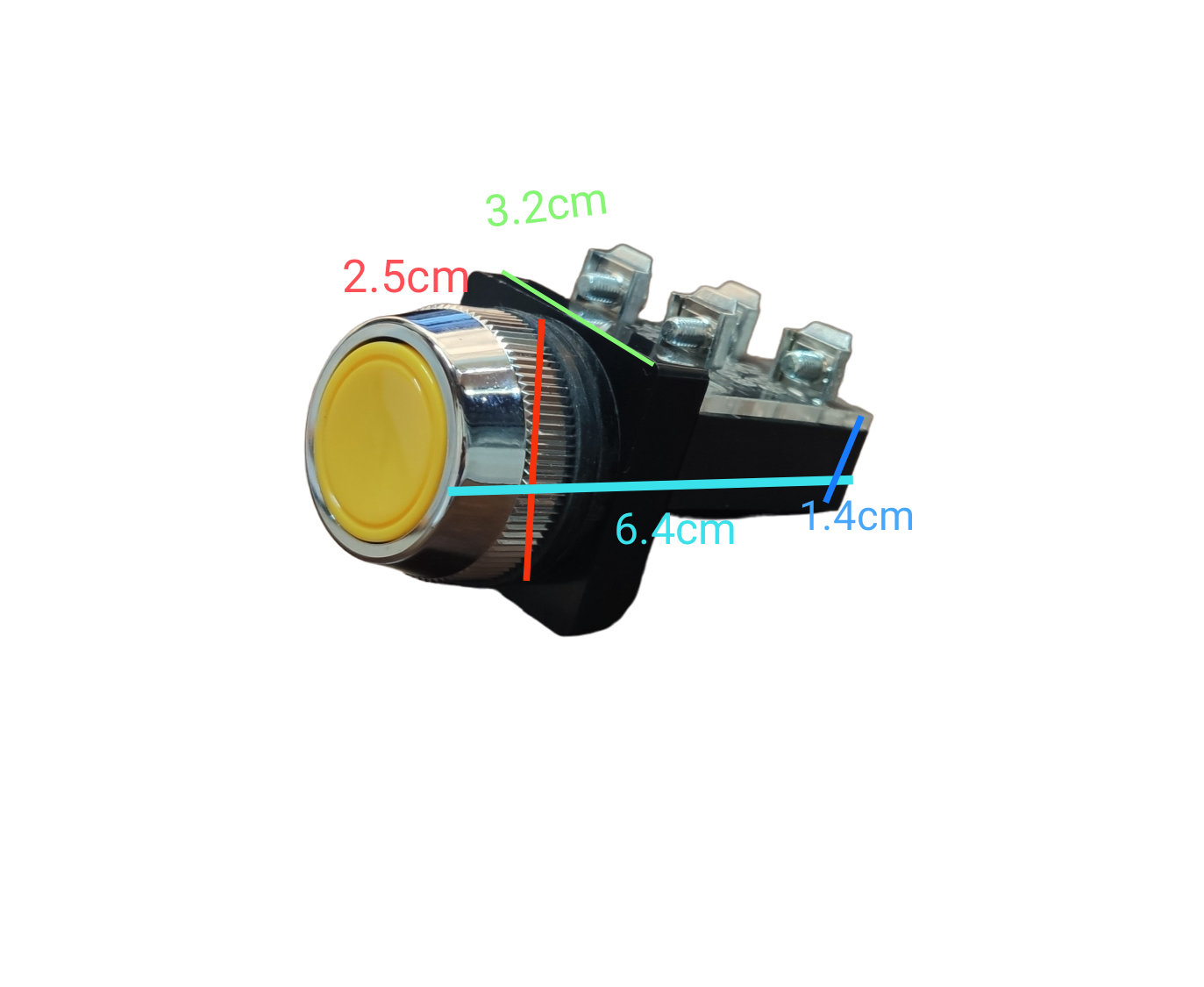 Push Button Switch Auspicious Yellow 30mm  3A 2NO/2NC