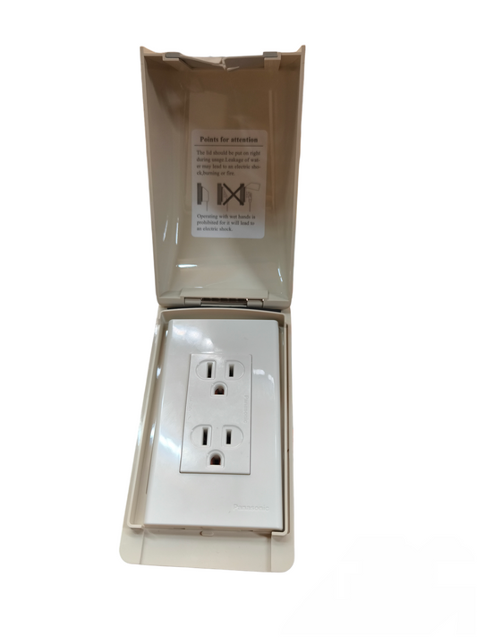 Panasonic & Omni Weatherproof Duplex Flat Pin with Ground 16A 250V WPP-601/WEG6803W-1/WEG1512-5