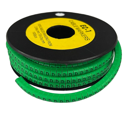 Grippes EC-1 cable identification markers on a spool for organized cable management